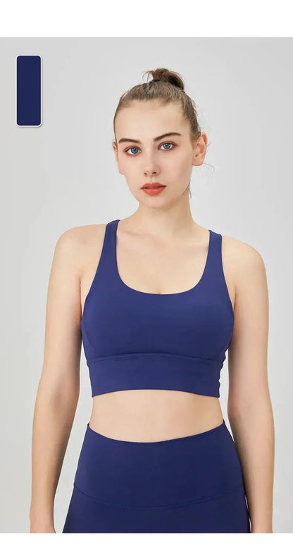 Women's Cross Back Yoga Bra for Gym Fitness Solid Color
