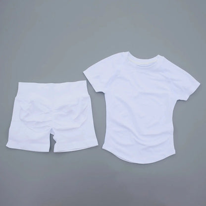 2 Pieces AURA IMPACT Sports Sets Short Sleeve Seamless Yoga Top Fitness Set Women Workout Running Sports Shorts Gym Suit