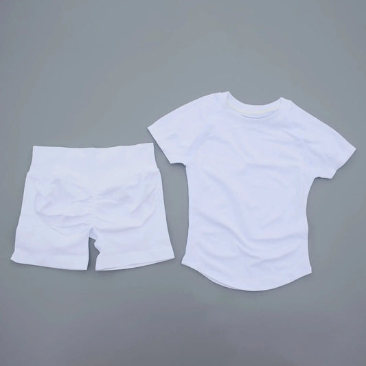 2 Pieces AURA IMPACT Sports Sets Short Sleeve Seamless Yoga Top Fitness Set Women Workout Running Sports Shorts Gym Suit