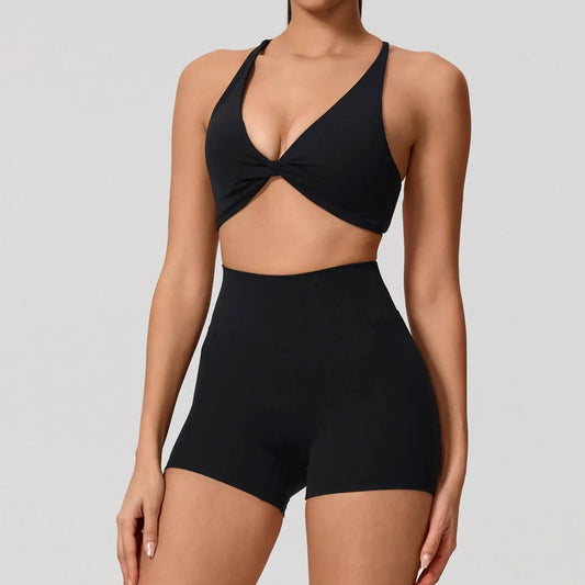 New Summer 2Pcs Women's Quick-Dry Sports Set V-Shaped Bra Female Sleeveless Yoga Outfit Gym Two-Piece Woman Sport Clothes