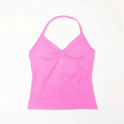NCLAGEN Gym Longline Strappy Top Women Seamless Yoga Tank With Removable Pads V Neck Workout Clothes Sports Running Fitness Vest