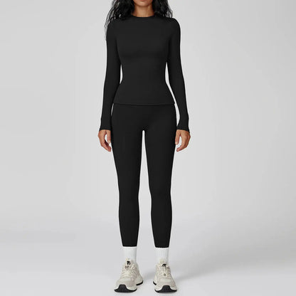 Yoga Set 2PCS Sportswear Sports Suits Women Tracksuits Gym Clothes Workout Legging Fitness Bra Crop Top Long Sleeve Sports Suit