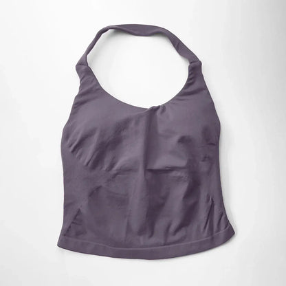 NCLAGEN Gym Halter Top Woman Longline Strappy Tank Padded Yoga Clothing Fitness Workout Running Activewear Pilates Clothes