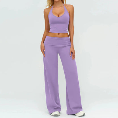 Women's Fitness Set Gym Tracksuit Breathable Sports Bra Flared Trousers Suit Workout Clothing Sportswear Female Athletic Wear