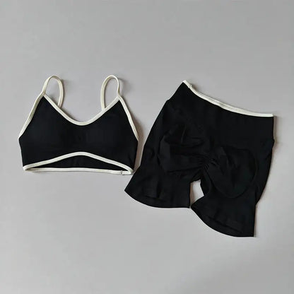 Yoga Suit Seamless Crop Top Tight Sports Bras and High Waist Shorts Pant Outside Wear Running Exercise Fitness Gym Yoga Set