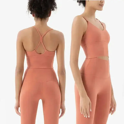 Women's Naked Feeling 2 Piece Gym Set - Seamless Sports Bra & High Waist Leggings, Shockproof Breathable Fitness Clothing, S-XL