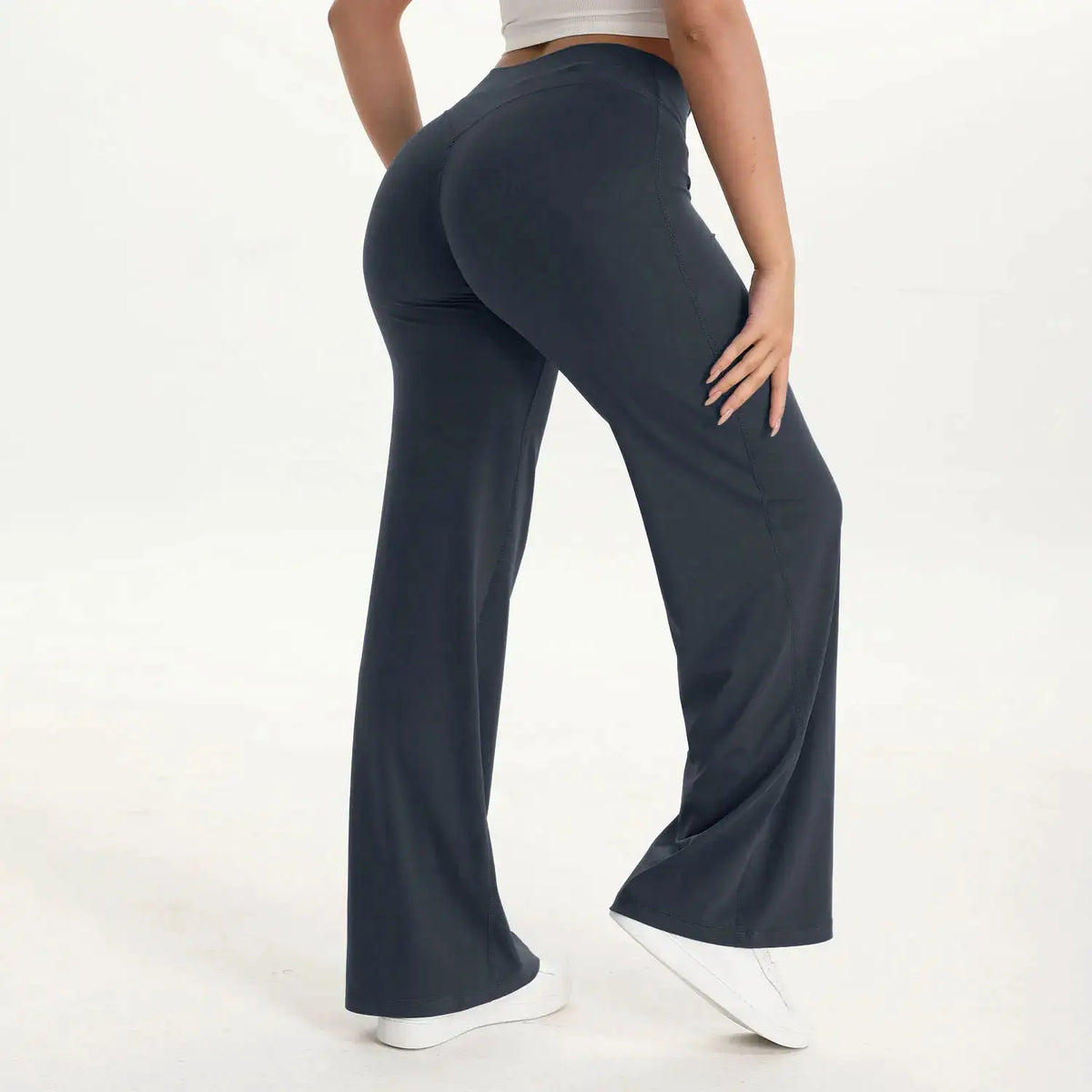 NCLAGEN SoftMotion Straight Leg Bottoms Women's Mid-Waist Yoga Pants GYM Leggings Naked Feel Pilates Running Sports Trousers