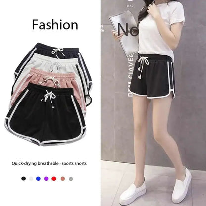 Women yoga Shorts Summer outer wear mid-waist casual loose straight pants lady stylish thin breathable wide leg gym short pants