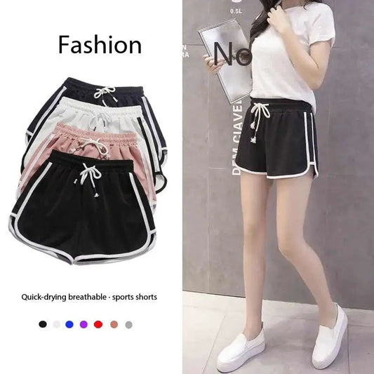 Women yoga Shorts Summer outer wear mid-waist casual loose straight pants lady stylish thin breathable wide leg gym short pants
