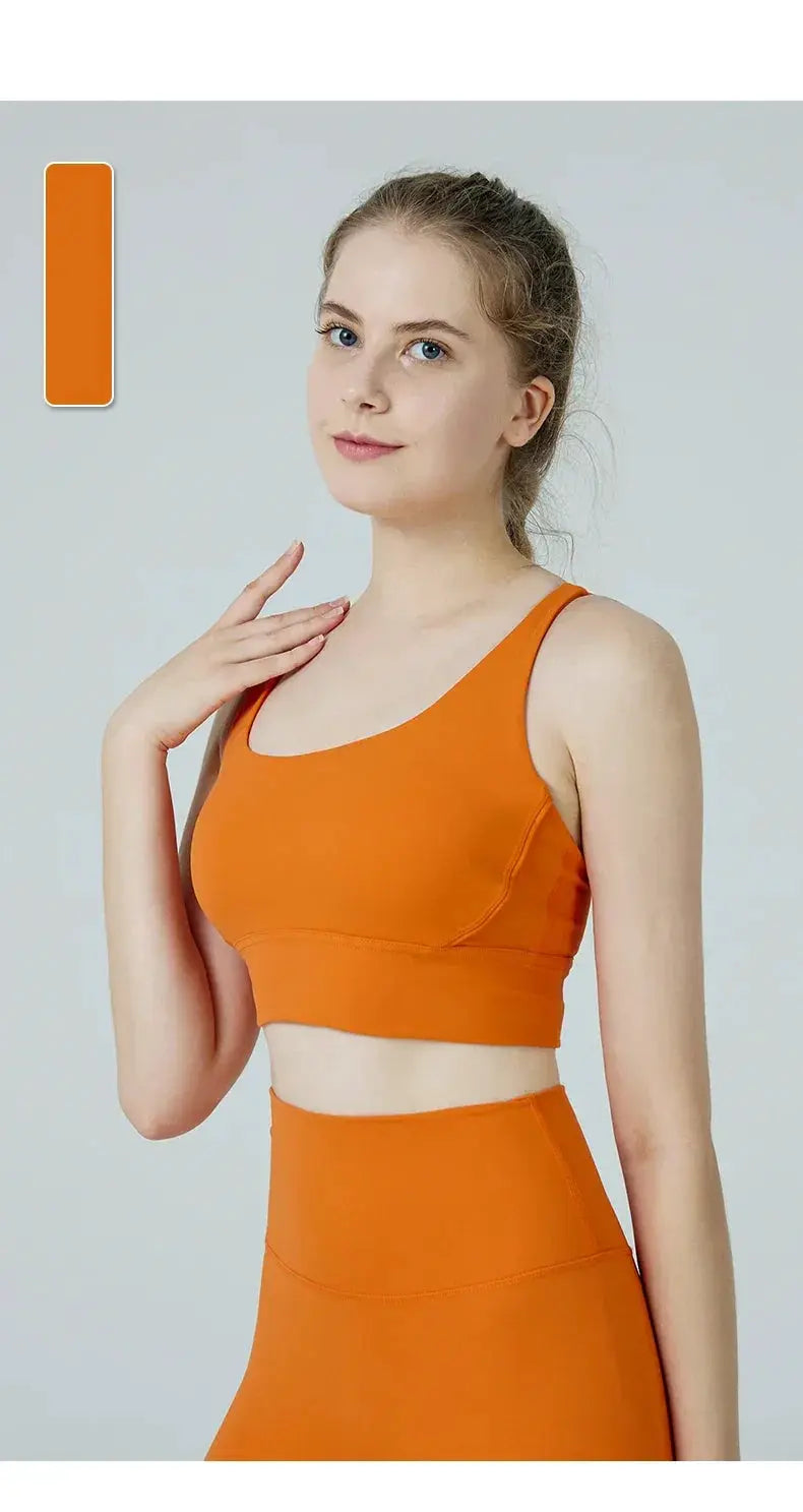 Women's Cross Back Yoga Bra for Gym Fitness Solid Color