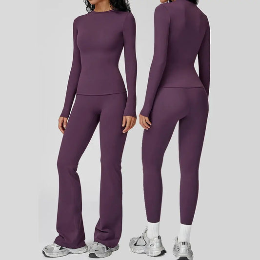Yoga Set 2PCS Sportswear Sports Suits Women Tracksuits Gym Clothes Workout Legging Fitness Bra Crop Top Long Sleeve Sports Suit
