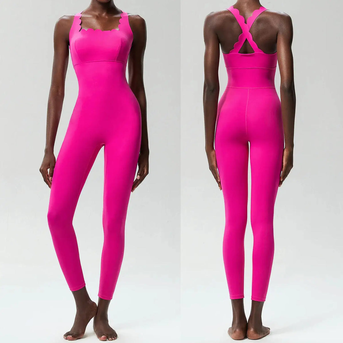 FUBEIKE Small Wave Beauty Back Yoga Fitness One-Piece Women's Plus Size Tight Super Stretch Sportswear Running Vest Jumpsuit