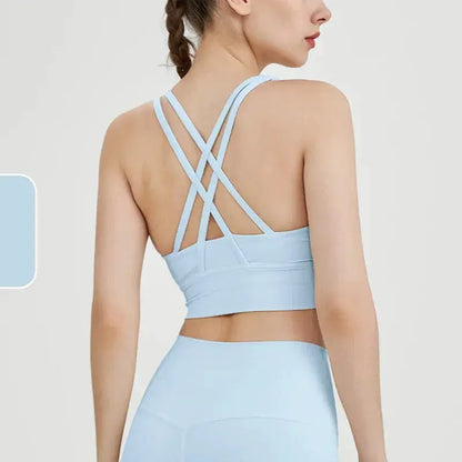 Women's Cross Back Yoga Bra for Gym Fitness Solid Color