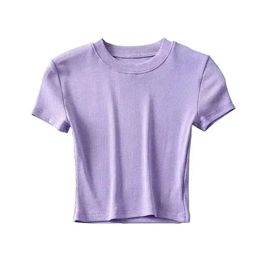 Women's Casual Short Sleeve Crop Top Slim Fit Tee Workout