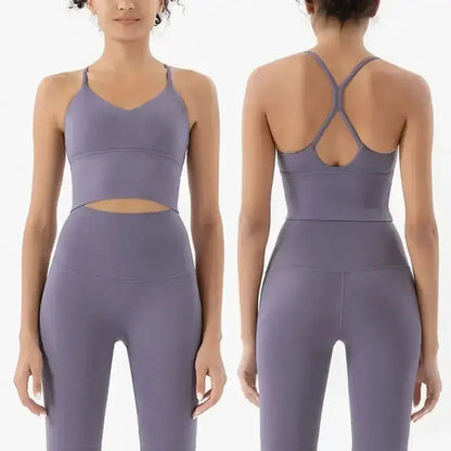 Women's Naked Feeling 2 Piece Gym Set - Seamless Sports Bra & High Waist Leggings, Shockproof Breathable Fitness Clothing, S-XL