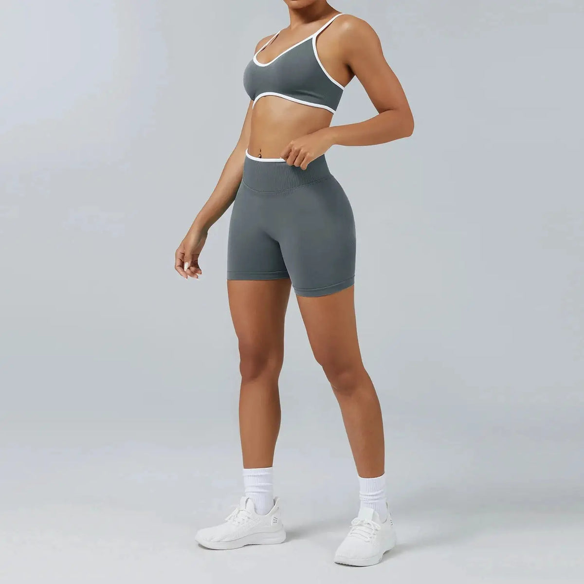 Yoga Suit Seamless Crop Top Tight Sports Bras and High Waist Shorts Pant Outside Wear Running Exercise Fitness Gym Yoga Set