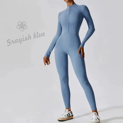 Elegant Nude Zipper Leotard for High Intensity Gym