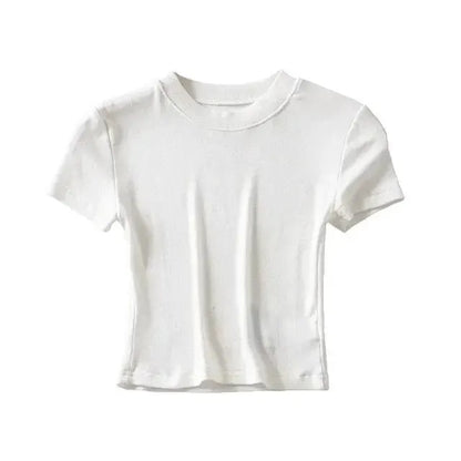 Women's Casual Short Sleeve Crop Top Slim Fit Tee Workout