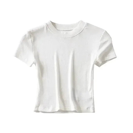 Women's Casual Short Sleeve Crop Top Slim Fit Tee Workout