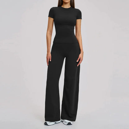 Women's Fitness Set Gym Tracksuit Breathable Sports Bra Flared Trousers Suit Workout Clothing Sportswear Female Athletic Wear