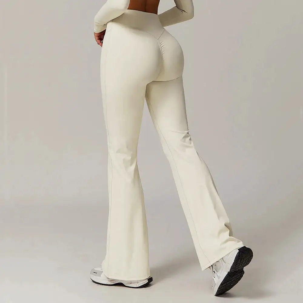 High Waist Wide Leg Pants Leggings Women Tights Fitness Bell-bottoms Yoga Elastic Leggings Push Up Gym Workout Flared Pants