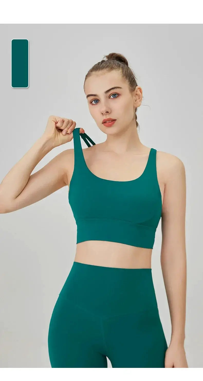 Women's Cross Back Yoga Bra for Gym Fitness Solid Color
