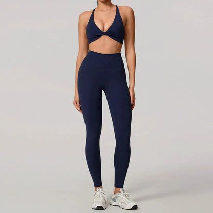 New Summer 2Pcs Women's Quick-Dry Sports Set V-Shaped Bra Female Sleeveless Yoga Outfit Gym Two-Piece Woman Sport Clothes