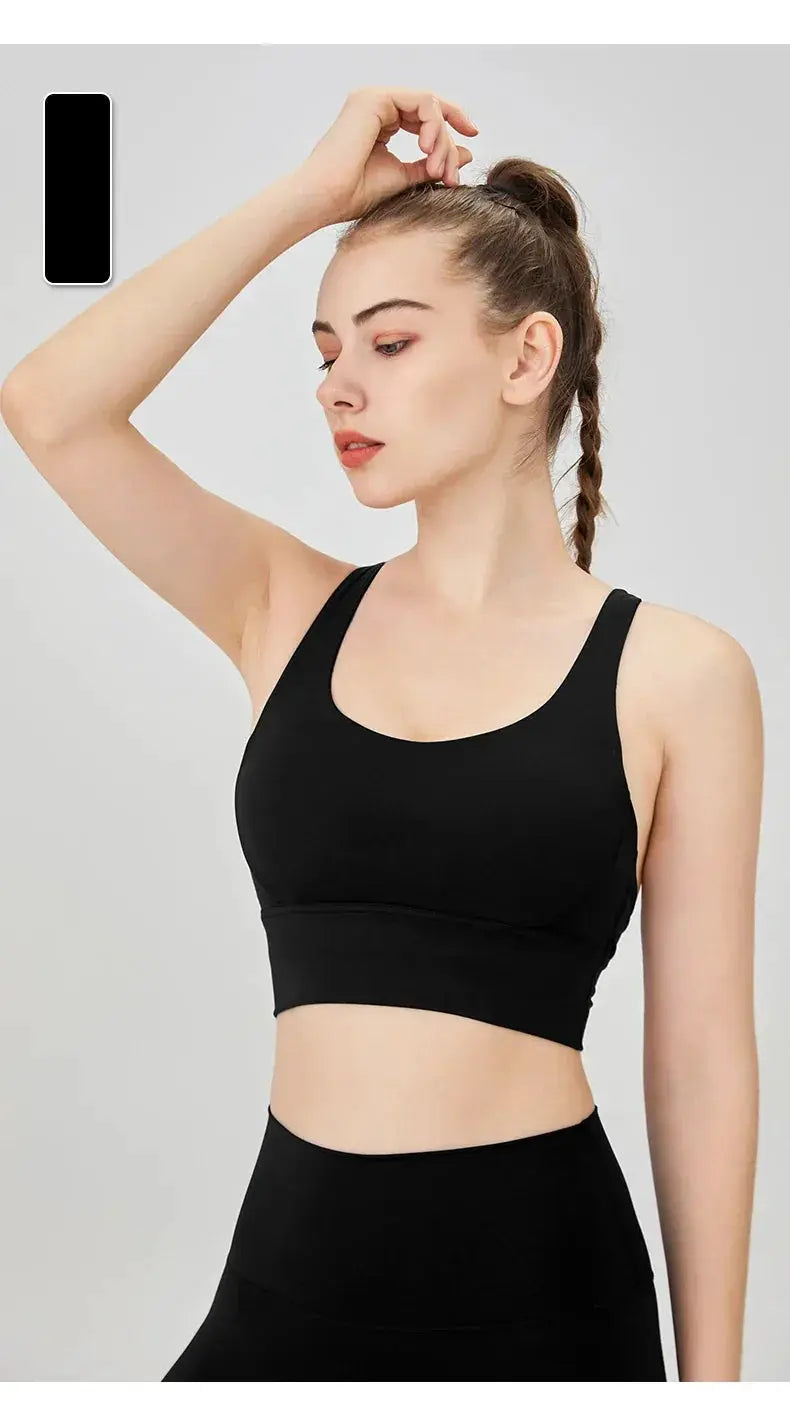 Women's Cross Back Yoga Bra for Gym Fitness Solid Color
