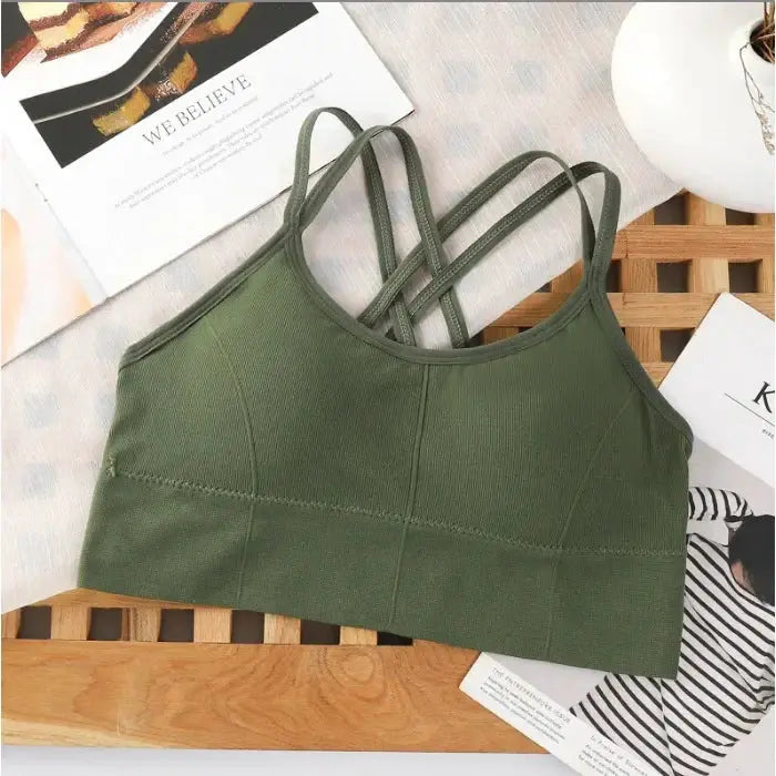 Sexy Women Tops Back Cross Strap Tank Running Sports Bra