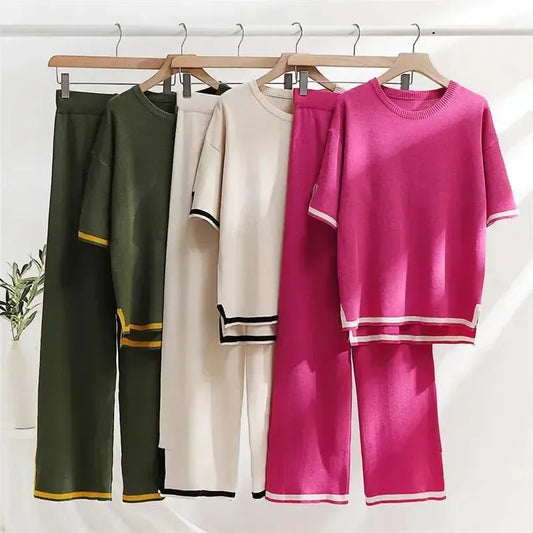 Ice Knit Pants Pajama Set Effortless Elegance Comfort
