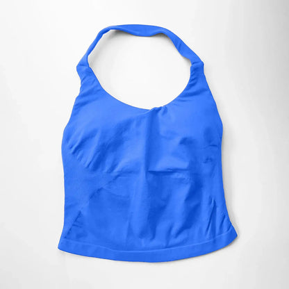 NCLAGEN Gym Halter Top Woman Longline Strappy Tank Padded Yoga Clothing Fitness Workout Running Activewear Pilates Clothes