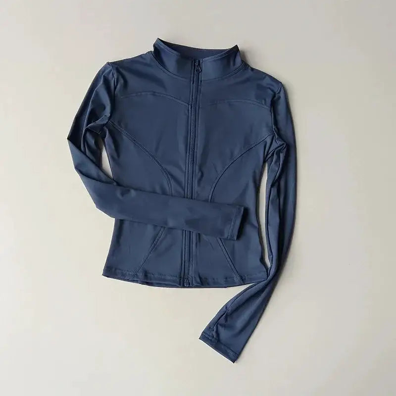 Slim Fit Sports Jacket Stand Collar Zipper Coat Sports Fitness Yoga Clothing Plus Velvet Jacket Slimming Quick-drying Top Suit