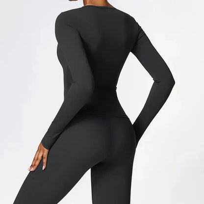 NCLAGEN Yoga Shirts For Women Long Sleeve Winter Fitness Running Gym Clothes Workout Dry Fit Breathable High Elastic Sports Top