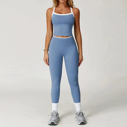 Women's Clothes 2 Pieces Workout Tracksuit Yoga Set Sportswear Gym Clothing High Waist Bell-bottoms Sexy Fitness Bta Sports Suit