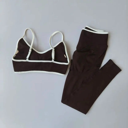 Seamless 2PCS Legging Sets Women's Strappy Sports Bras and Leggings High Waist Fitness Sculpt Leggings Running Pants Gym Suits