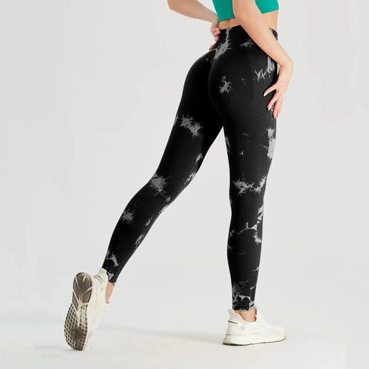 Yoga Leggings Sculpting Tummy Control Butt Lift Tie Dye Bleach