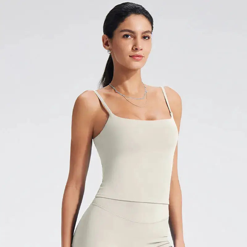 NCLAGEN GYM Tank Top With Built-In Bra Women's Yoga Clothing Running Square Neck Fitness Vest Beautiful Back Sports Workout