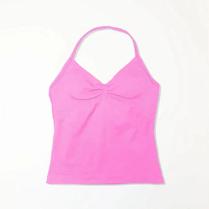 NCLAGEN Gym Longline Strappy Top Women Seamless Yoga Tank With Removable Pads V Neck Workout Clothes Sports Running Fitness Vest