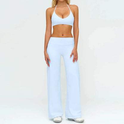 Women's Fitness Set Gym Tracksuit Breathable Sports Bra Flared Trousers Suit Workout Clothing Sportswear Female Athletic Wear
