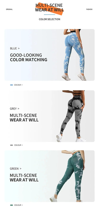 Tie Dye Leggings Seamless High Waist Women Fitness Wear Yoga