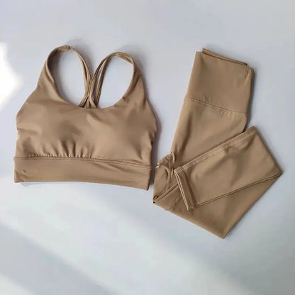 Women Breathable Yoga Set 2pcs Sport Suit Gym Wear Workout Clothes Gym Crop Top High Waist Legging Fitness Bra Set Sports Suits
