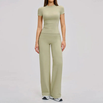 Women's Fitness Set Gym Tracksuit Breathable Sports Bra Flared Trousers Suit Workout Clothing Sportswear Female Athletic Wear