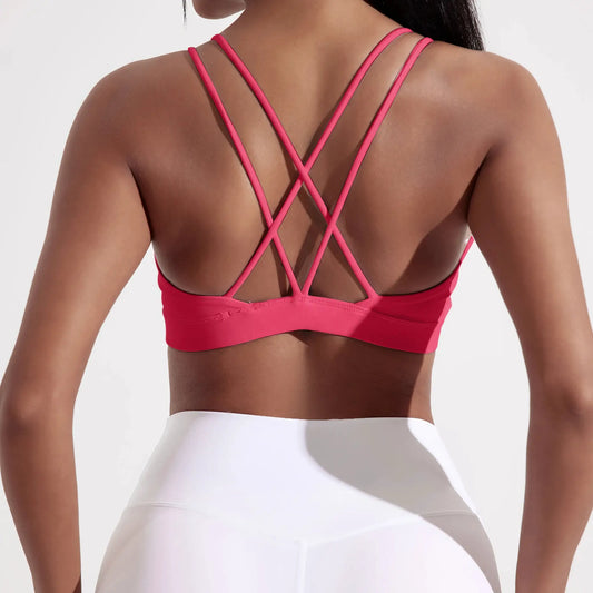 Solid Color Cross Fitness Bra Soft High Strength Women Tight Sport Top Comprehensive Training Gym Yoga Underwear With Chest Pad