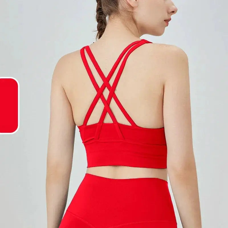 Women's Cross Back Yoga Bra for Gym Fitness Solid Color
