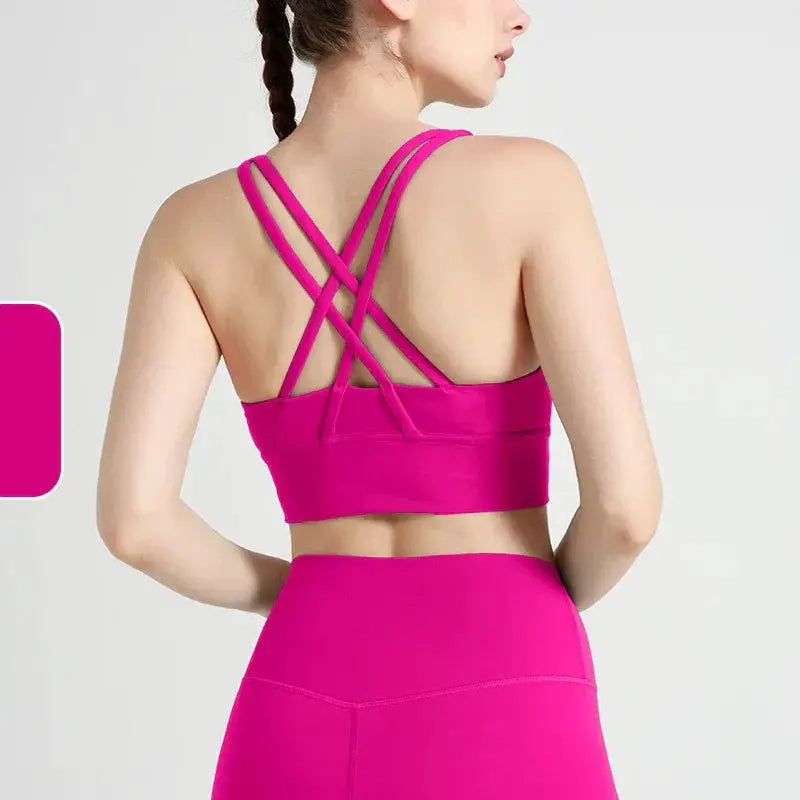 Women's Cross Back Yoga Bra for Gym Fitness Solid Color