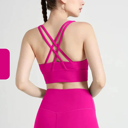 Women's Cross Back Yoga Bra for Gym Fitness Solid Color