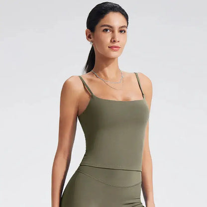 NCLAGEN GYM Tank Top With Built-In Bra Women's Yoga Clothing Running Square Neck Fitness Vest Beautiful Back Sports Workout