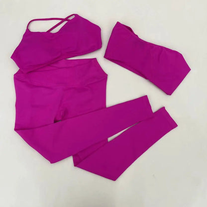 Yoga Vision Shrug 3 Pieces Top Leggings Gym Set Women's Seamless High Elastic Longline Vest Buttock lift Exercise Shorts Set