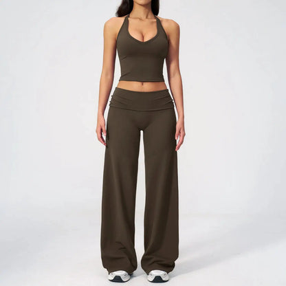 Women's Fitness Set Gym Tracksuit Breathable Sports Bra Flared Trousers Suit Workout Clothing Sportswear Female Athletic Wear