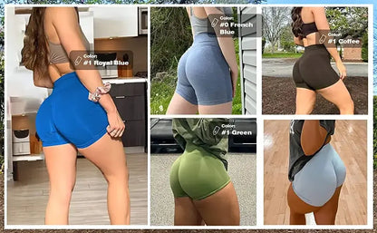 High Waist Scrunch Butt Seamless Yoga Shorts For Women